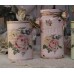A set of 3 Vintage Shabby Chic Painted Decor Decoupage Tin Cans/Mason Jar w/Lid   273403408989